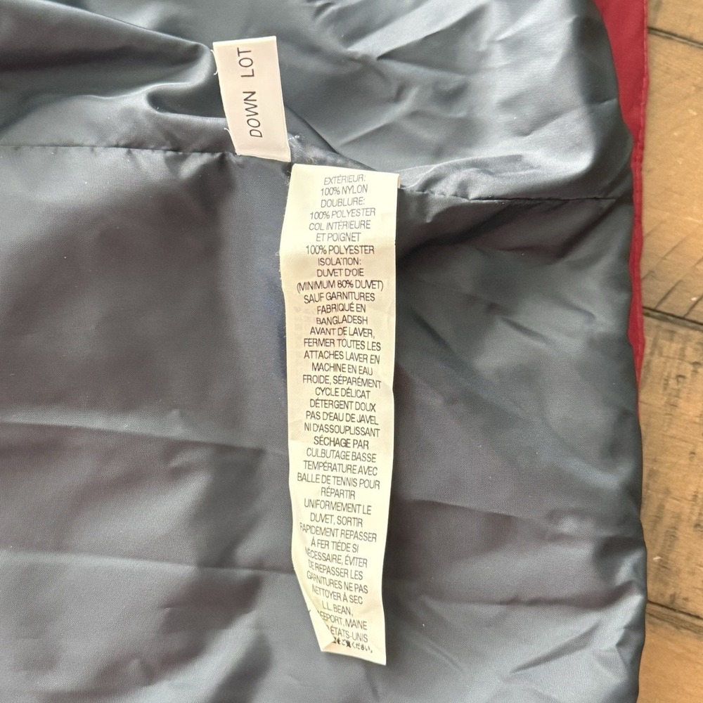 LL Bean Coat Mens XL Maroon Down Puffer Hooded Parka Jacket Nylon Winter - Picture 11 of 11